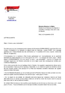 Lettre ouverte aux maires et conseillers municipaux mosellans page 1